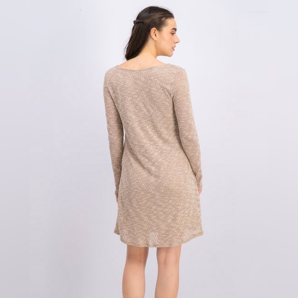 NWT Emory Park Womens Large Taupe Sara Cross Front Knit Sweater Tunic Dress L - Picture 7 of 13